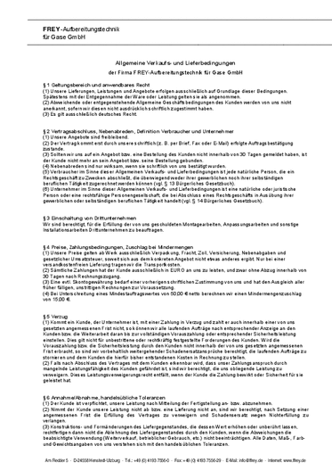 Allgemeine Verkaufs- und Lieferbedingungen